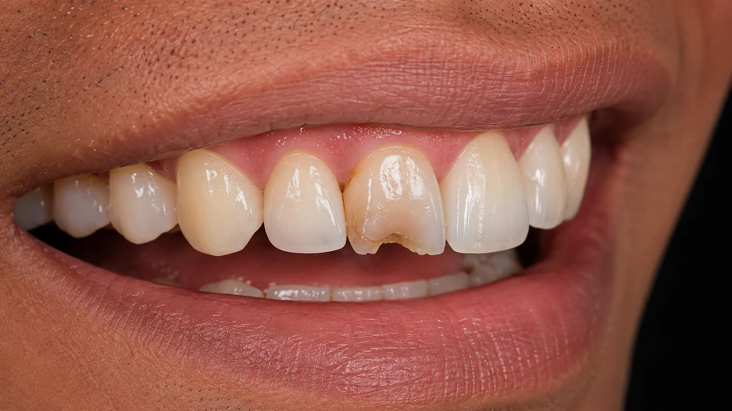 Before Anterior Implant & Custom Ceramic Crown