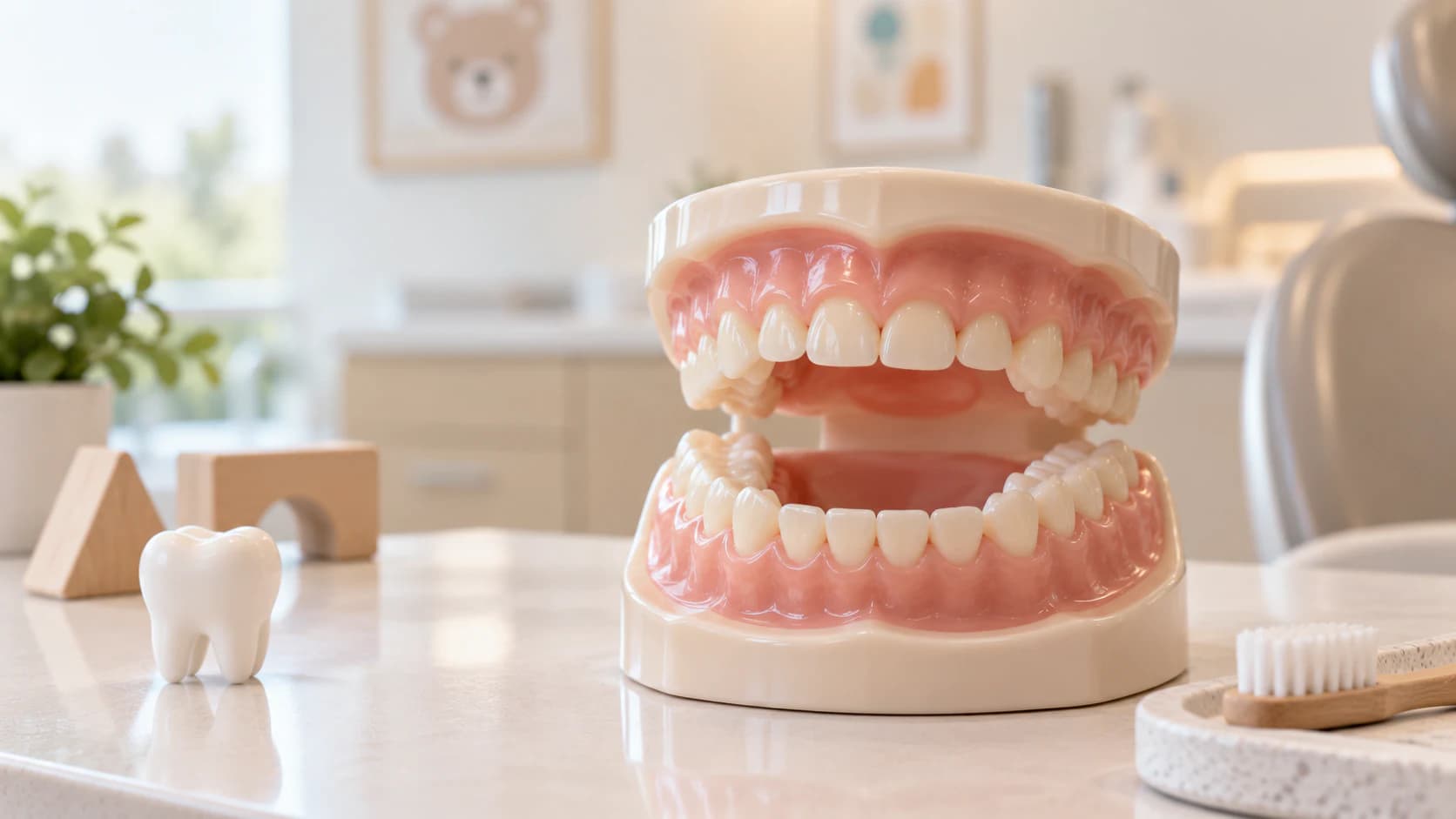 Pediatric Dental Teaching Model and Preventive Care Instruments at Agarwal Dental Clinic
